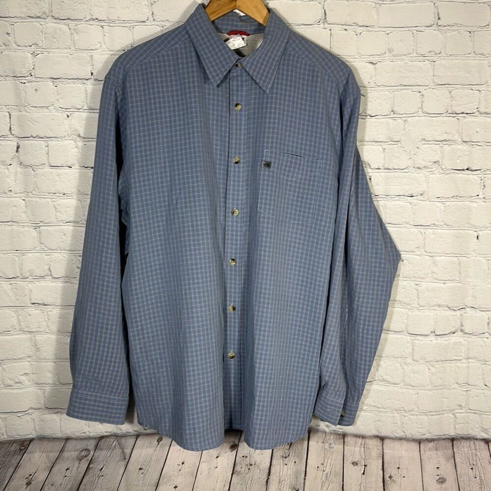The North Face Mens Modal Blue Gray Plaid Long Sleeve‎ Shirt size M Medium
